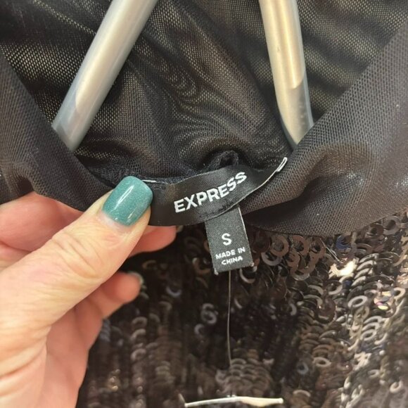 Black Sequin Sleeveless Mini Dress By Express S - Picture 6 of 8